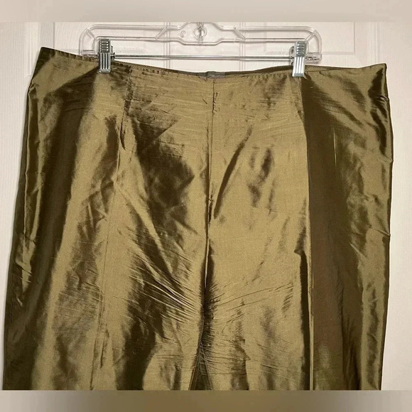 Connie Robertson 100% Silk Olive Green Suit Pants - Picture 3 of 11